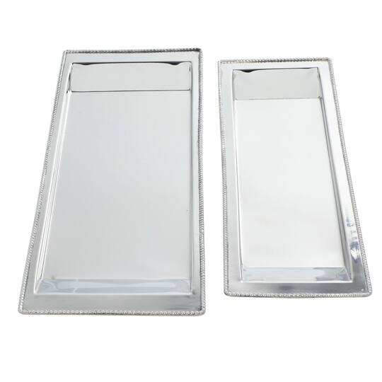 Set of 2" White Stainless Steel Traditional Tray, 22", 25"